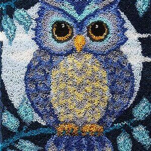 Halloween Owl Art Deco latch hook rug kit for kids and adults, 20x15in, DIY craf